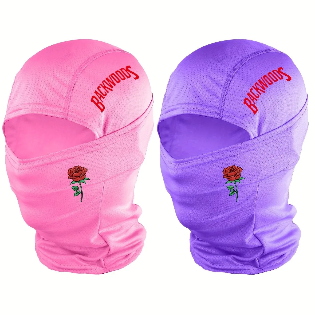1pc/2pcs optional - Rose BackWOODS printed balaclava hat windproof dustproof breathable - unisex outdoor sports full face mask